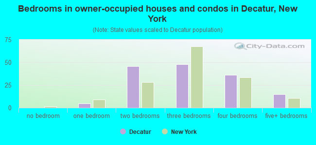 Bedrooms in owner-occupied houses and condos in Decatur, New York