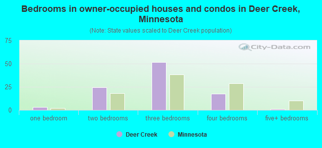 Bedrooms in owner-occupied houses and condos in Deer Creek, Minnesota