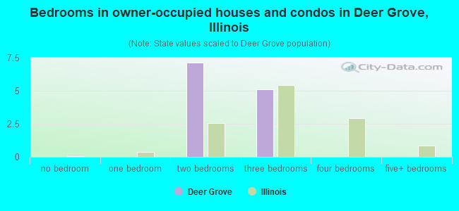 Bedrooms in owner-occupied houses and condos in Deer Grove, Illinois