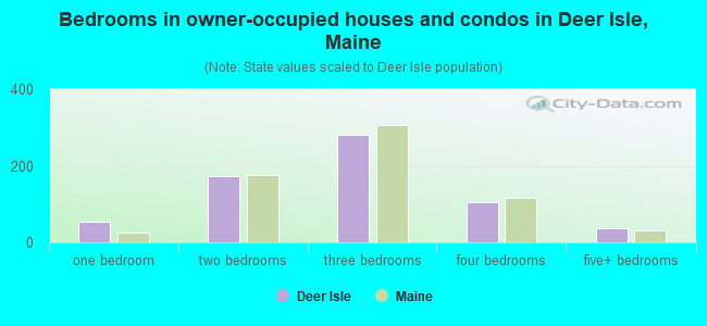 Bedrooms in owner-occupied houses and condos in Deer Isle, Maine