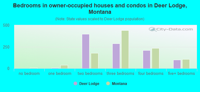 Bedrooms in owner-occupied houses and condos in Deer Lodge, Montana