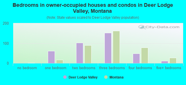 Bedrooms in owner-occupied houses and condos in Deer Lodge Valley, Montana
