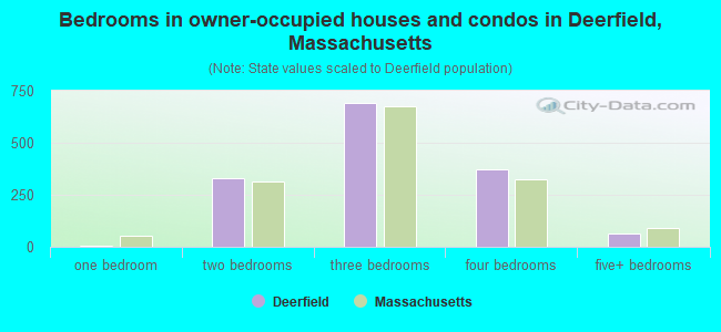 Bedrooms in owner-occupied houses and condos in Deerfield, Massachusetts