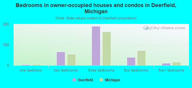 Bedrooms in owner-occupied houses and condos in Deerfield, Michigan