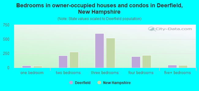 Bedrooms in owner-occupied houses and condos in Deerfield, New Hampshire