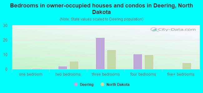 Bedrooms in owner-occupied houses and condos in Deering, North Dakota