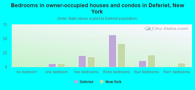 Bedrooms in owner-occupied houses and condos in Deferiet, New York