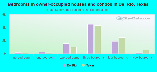 Bedrooms in owner-occupied houses and condos in Del Rio, Texas