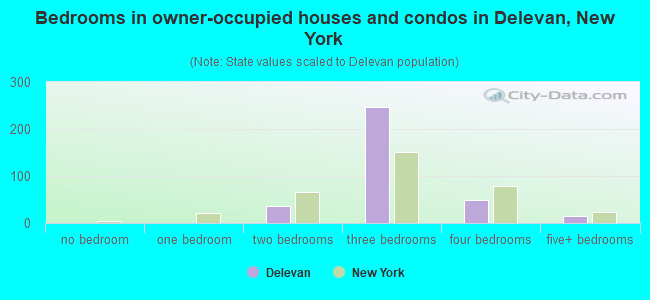Bedrooms in owner-occupied houses and condos in Delevan, New York