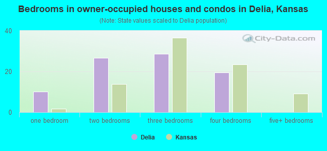 Bedrooms in owner-occupied houses and condos in Delia, Kansas