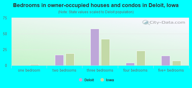 Bedrooms in owner-occupied houses and condos in Deloit, Iowa