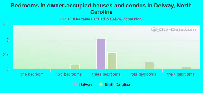 Bedrooms in owner-occupied houses and condos in Delway, North Carolina