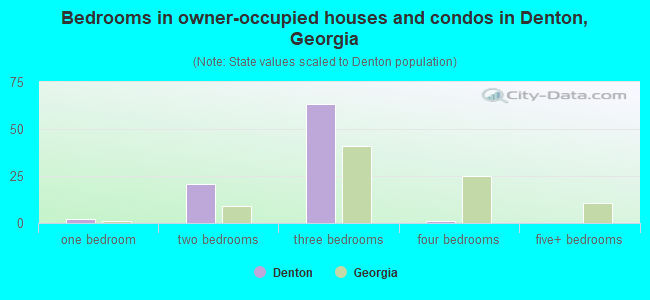 Bedrooms in owner-occupied houses and condos in Denton, Georgia