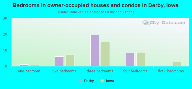 Bedrooms in owner-occupied houses and condos in Derby, Iowa