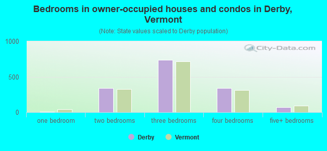 Bedrooms in owner-occupied houses and condos in Derby, Vermont