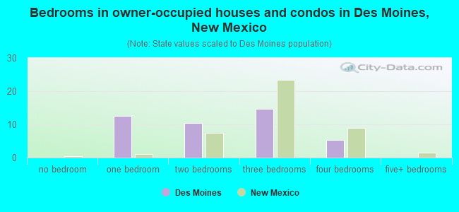 Bedrooms in owner-occupied houses and condos in Des Moines, New Mexico