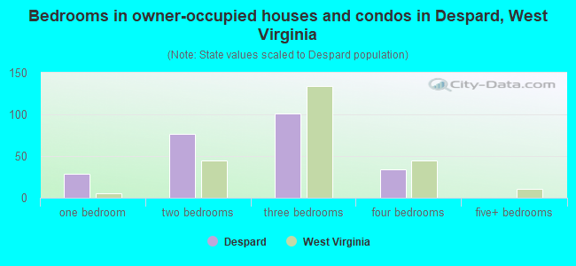 Bedrooms in owner-occupied houses and condos in Despard, West Virginia