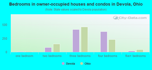 Bedrooms in owner-occupied houses and condos in Devola, Ohio