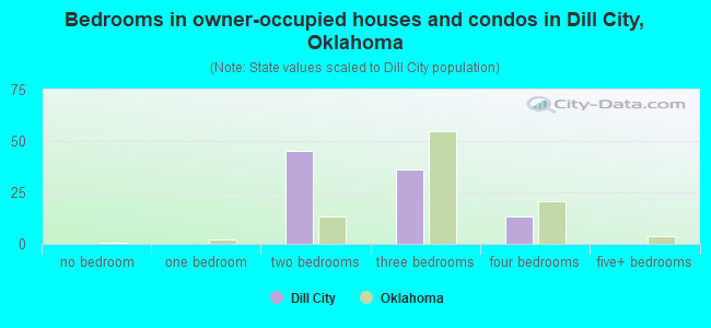 Bedrooms in owner-occupied houses and condos in Dill City, Oklahoma