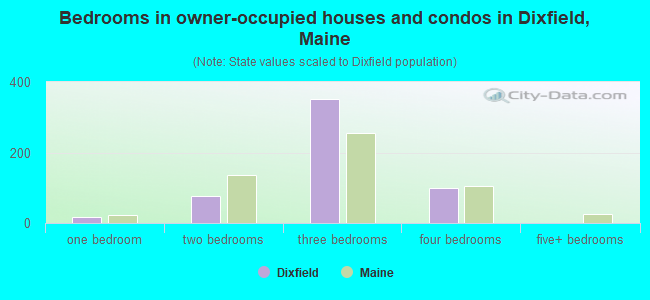 Bedrooms in owner-occupied houses and condos in Dixfield, Maine