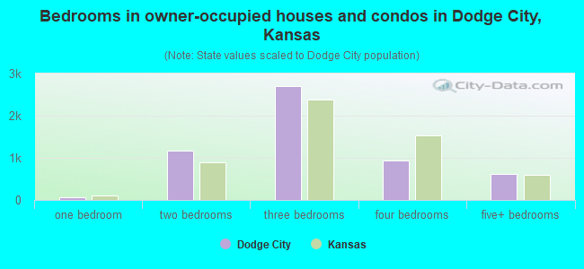 Bedrooms in owner-occupied houses and condos in Dodge City, Kansas