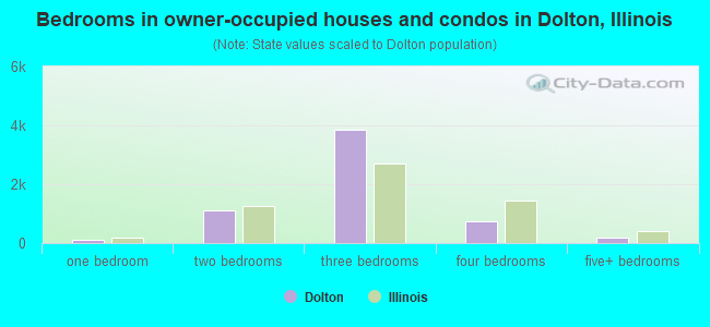 Bedrooms in owner-occupied houses and condos in Dolton, Illinois