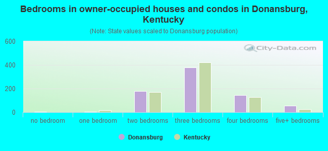 Bedrooms in owner-occupied houses and condos in Donansburg, Kentucky