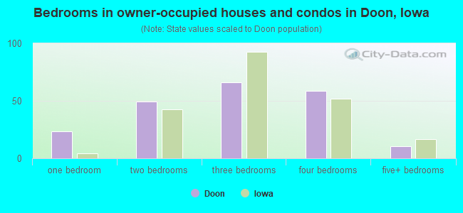 Bedrooms in owner-occupied houses and condos in Doon, Iowa