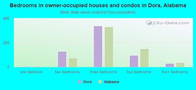 Bedrooms in owner-occupied houses and condos in Dora, Alabama