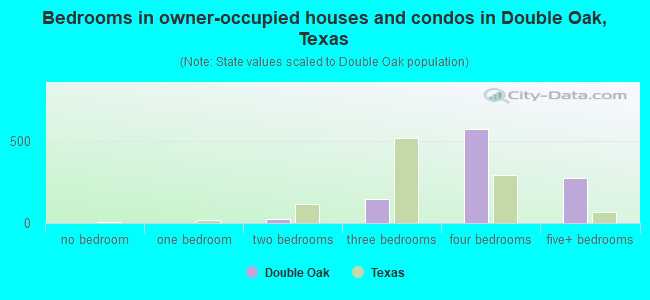 Bedrooms in owner-occupied houses and condos in Double Oak, Texas