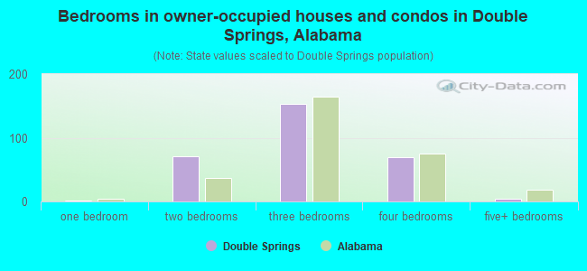 Bedrooms in owner-occupied houses and condos in Double Springs, Alabama