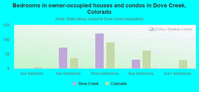 Bedrooms in owner-occupied houses and condos in Dove Creek, Colorado