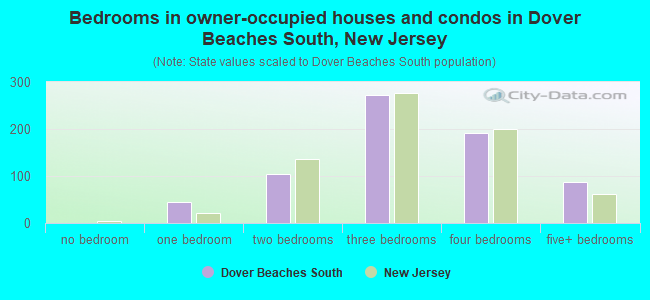 Bedrooms in owner-occupied houses and condos in Dover Beaches South, New Jersey