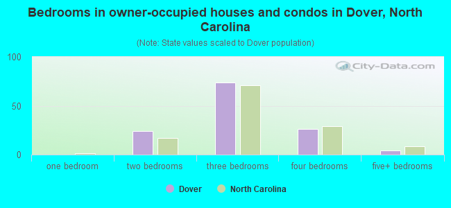 Bedrooms in owner-occupied houses and condos in Dover, North Carolina