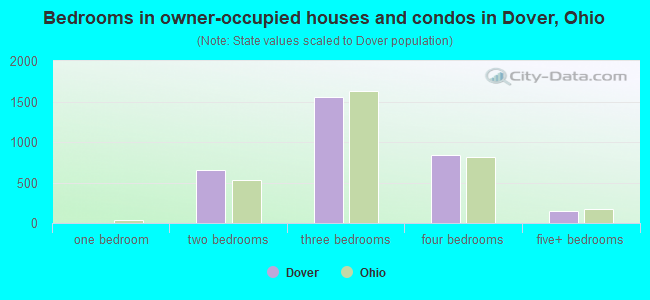 Bedrooms in owner-occupied houses and condos in Dover, Ohio