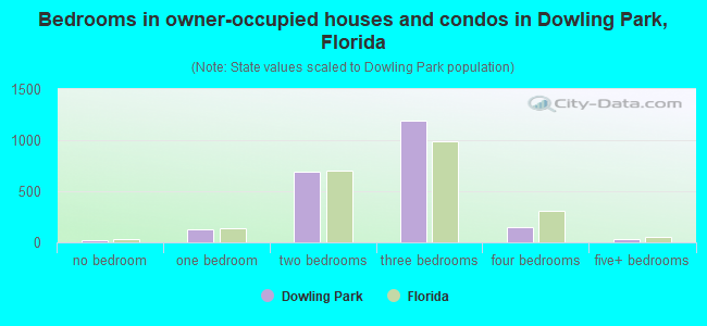 Bedrooms in owner-occupied houses and condos in Dowling Park, Florida