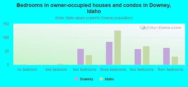 Bedrooms in owner-occupied houses and condos in Downey, Idaho