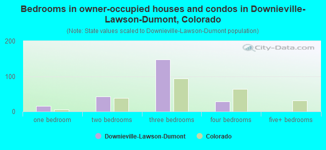 Bedrooms in owner-occupied houses and condos in Downieville-Lawson-Dumont, Colorado