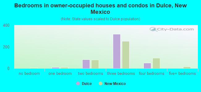 Bedrooms in owner-occupied houses and condos in Dulce, New Mexico