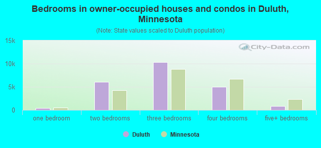 Bedrooms in owner-occupied houses and condos in Duluth, Minnesota