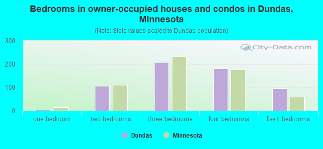 Bedrooms in owner-occupied houses and condos in Dundas, Minnesota