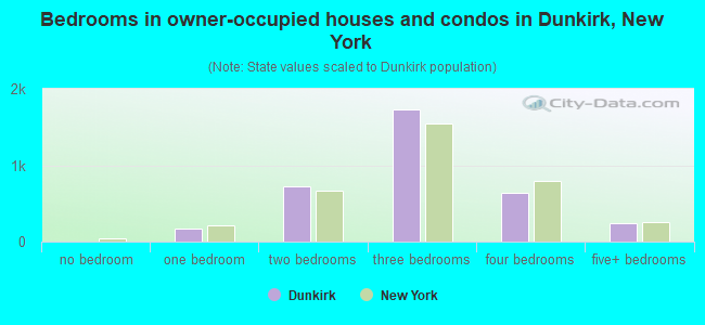 Bedrooms in owner-occupied houses and condos in Dunkirk, New York