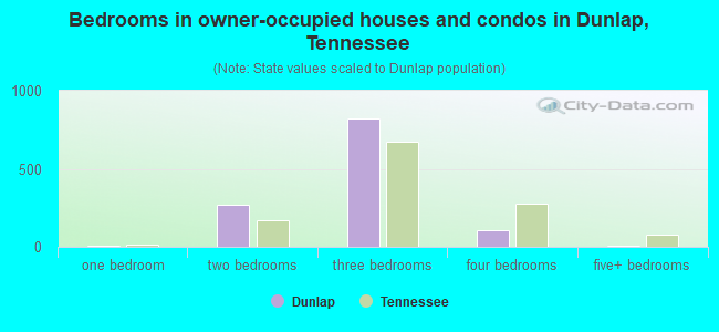 Bedrooms in owner-occupied houses and condos in Dunlap, Tennessee