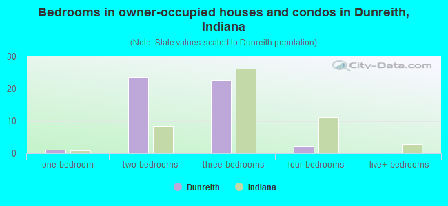 Bedrooms in owner-occupied houses and condos in Dunreith, Indiana