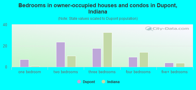 Bedrooms in owner-occupied houses and condos in Dupont, Indiana