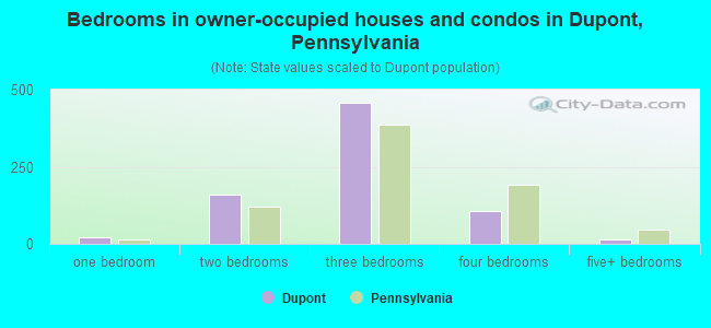 Bedrooms in owner-occupied houses and condos in Dupont, Pennsylvania