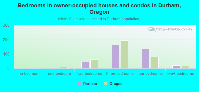 Bedrooms in owner-occupied houses and condos in Durham, Oregon