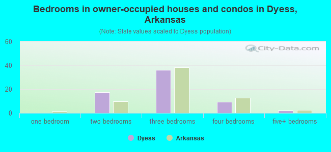 Bedrooms in owner-occupied houses and condos in Dyess, Arkansas