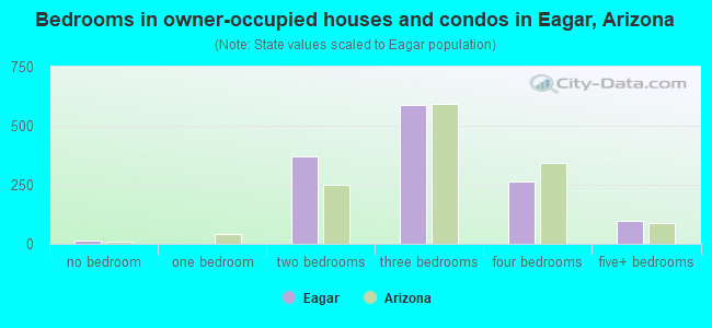Bedrooms in owner-occupied houses and condos in Eagar, Arizona