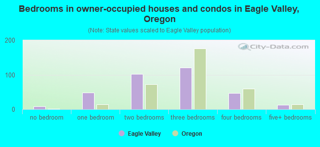 Bedrooms in owner-occupied houses and condos in Eagle Valley, Oregon